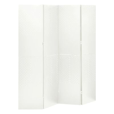 vidaXL 4-панелни паравани за стая, 2 бр, бели, 160x180 см, стомана