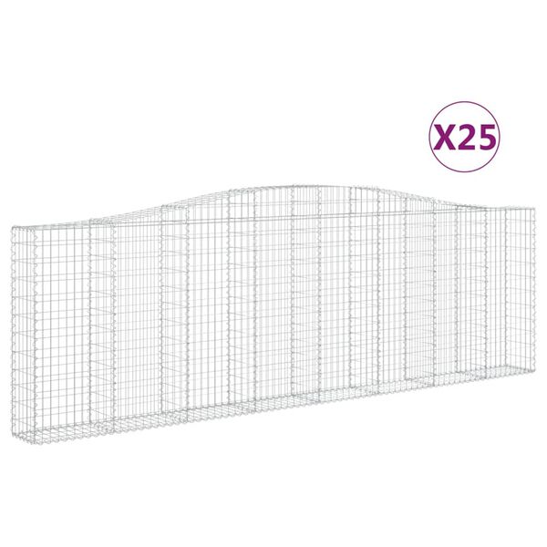 vidaXL Габионни кошници арка 25 бр 400x30x120/140см поцинковано желязо