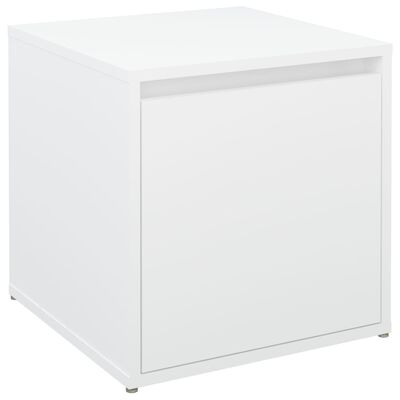 vidaXL Кутия с чекмедже, бяла, 40,5x40x40 см, инженерно дърво