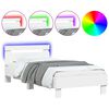 vidaXL Рамка за легло с горна табла и LED осветление, бяла, 75x190 см
