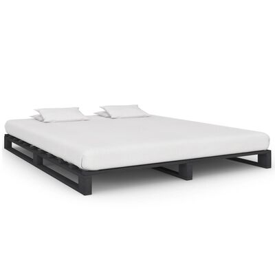 vidaXL Палетна рамка за легло, сива, бор масив, 200х200 см