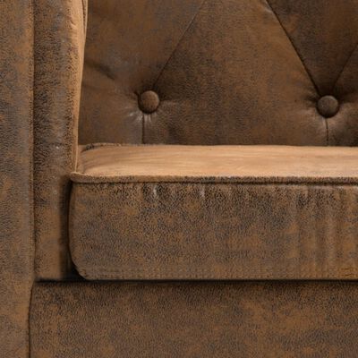 vidaXL 2-местен Честърфийлд диван с тапицерия, подобна на велур, кафяв