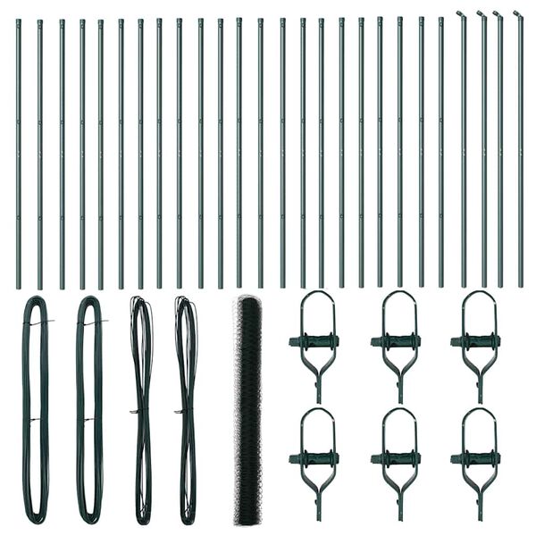 vidaXL Стълб за ограда. Зелен 50 x 1,6 м (50 мм мрежа) Стомана и PVC