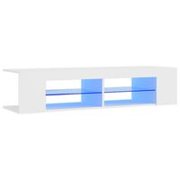 vidaXL ТВ шкаф с LED осветление, бял, 135x39x30 см