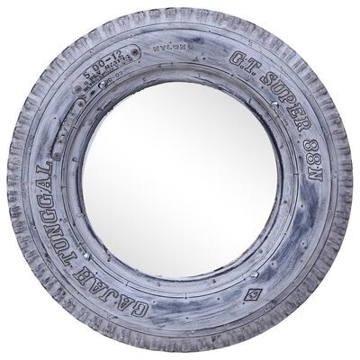 vidaXL Огледало, бяло, 50 см, рециклирана гума
