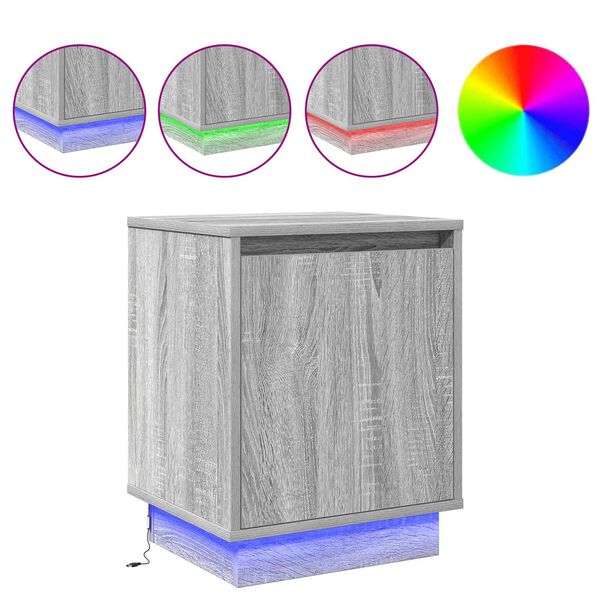 vidaXL Нощен шкаф Сив 39 x 34,5 x 50 см Инженерно дърво