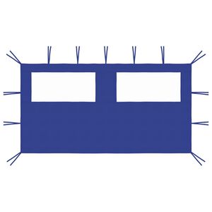vidaXL Странична стена за шатра с прозорци, 4x2 м, синя