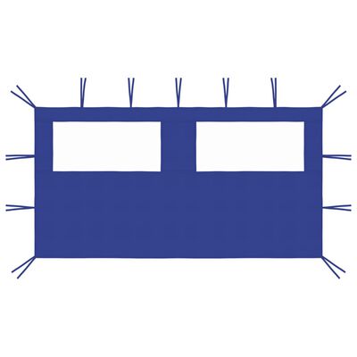 vidaXL Странична стена за шатра с прозорци, 4x2 м, синя