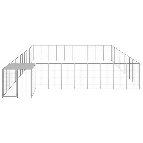 vidaXL Клетка за кучета, сребриста, 37,51 м&sup2;, стомана