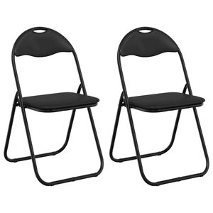 vidaXL Сгъваем стол 2 бр. Изкуствена Черен 48 x 43,5 x 81 см
