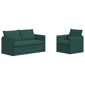 vidaXL Комплект дивани 2 pcs Тъмнозелено 156 x 82 x 85 см Текстил