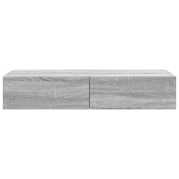 vidaXL Стенен рафт с чекмеджета сив сонома 100x36x19см инженерно дърво