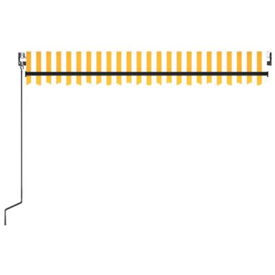 vidaXL Автоматично прибиращ се сенник, 450x300 см, жълто и бяло