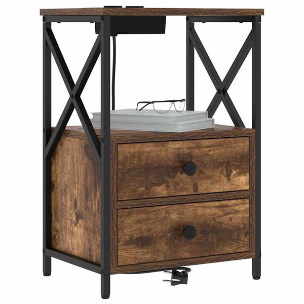 vidaXL Нощен шкаф с чекмедже Димян дъб 40 x 31 x 60 см Инженерно дърво