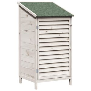 vidaXL Градина постройка Бяло 59,5 x 56 x 113,5 cm Солидно ела дърво