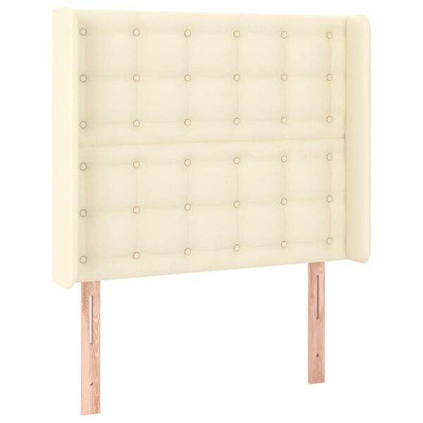 vidaXL LED горна табла за легло, кремава, 103x16x118/128 см