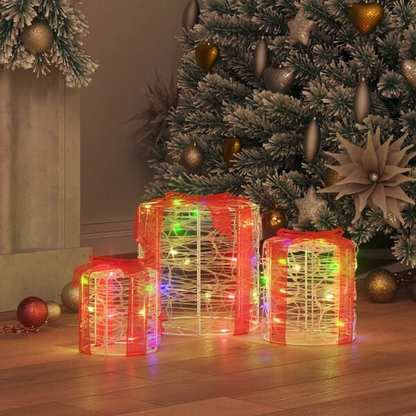 vidaXL Декорация на подаръчна кутия 3 pcs цветно 20 x 20 x 21 см Акрил