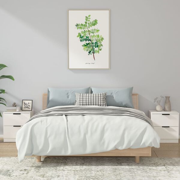 vidaXL Нощни шкафчета, 2 бр, бели, инженерно дърво