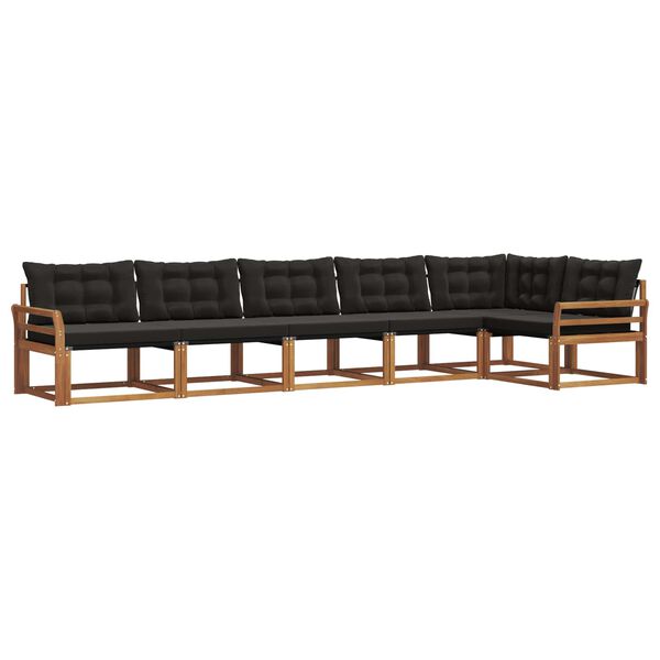 vidaXL Комплект дивани за открито 6 pcs Естествено и черно