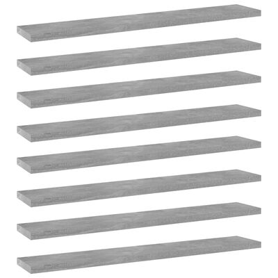 vidaXL Рафтове за етажерка, 8 бр, бетонно сиви, 60x10x1,5 см, ПДЧ