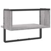 vidaXL Стенен рафт с шина, сив сонома, 40x25x30 см