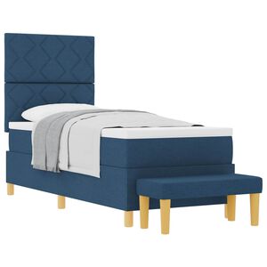 vidaXL Легло с пружинирана основа с матрак Синьо 80 x 200 cm текстил