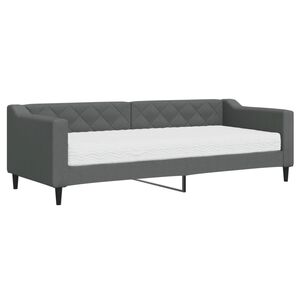 vidaXL Канапе с матрак, тъмносиво, 80x200 см, плат