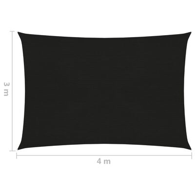 vidaXL Платно-сенник, 160 г/м², черно, 3x4 м, HDPE