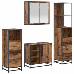 vidaXL Комплект мебели за баня 4 бр. Старо дърво 65 x 33 x 60 см