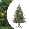 vidaXL Изкуствена светена коледна елха с комплект топки Зелено 120 cm