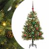 vidaXL Изкуствена коледна елха с хингед и шишарки Зелен 120 cm