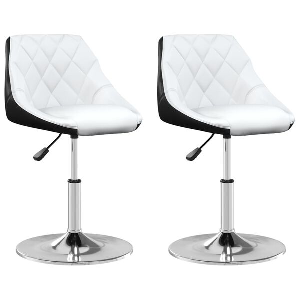vidaXL Въртящи се трапезни столове 2 бр бяло и черно изкуствена кожа