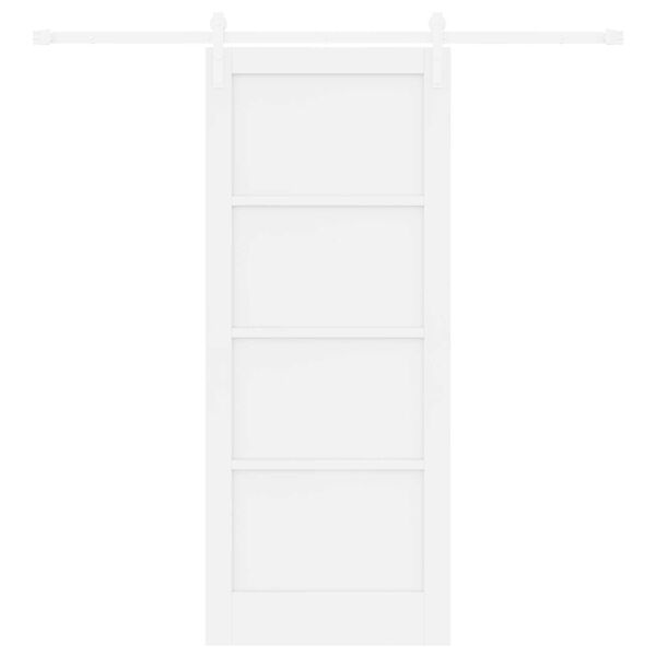vidaXL Преплъзваща се врата Бяло 83 x 202 см Солидно борово дърво