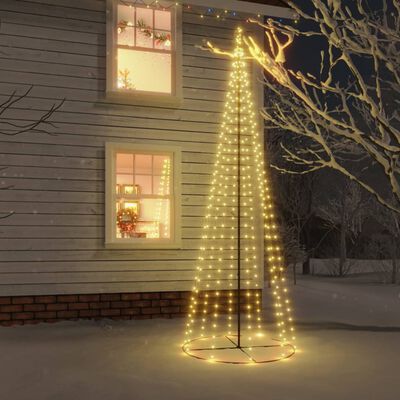 vidaXL Конусовидна елха, топло бяло, 732 LED, 160x500 см