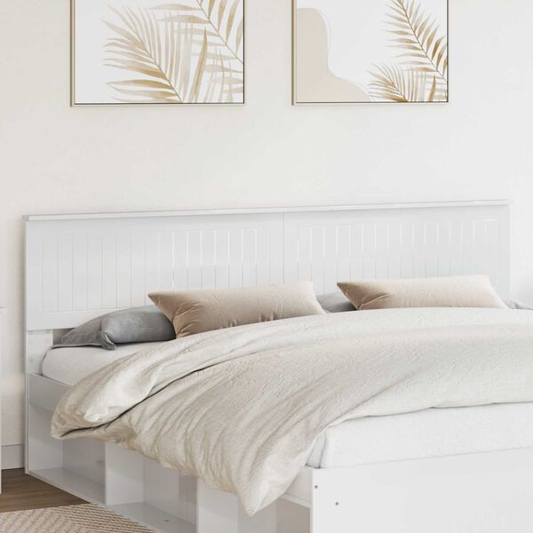 vidaXL Облегалка за глава Гланц бяло 200 cm Инженерно дърво