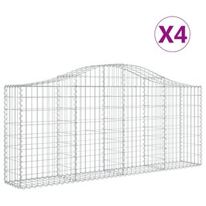 vidaXL Габионни кошници арка 4 бр 200x30x80/100 см поцинковано желязо