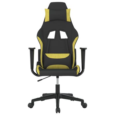 vidaXL Масажен геймърски стол, черно и светлозелено, плат