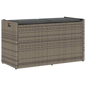 vidaXL Външна пейка за съхранение с възглавница Grey 100 cm Поли ратан