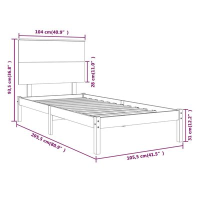 vidaXL Рамка за легло, бор масив, 100x200 см