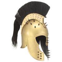 vidaXL Гръцки военен шлем антична реплика ЛАРП месингов цвят стомана