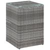 vidaXL Странична маса със стъклен плот, сива, 35x35x52 см, полиратан