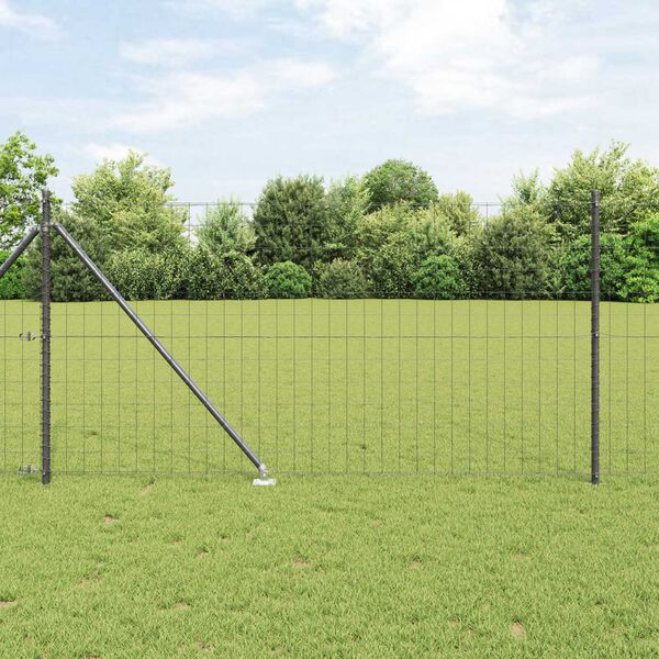 vidaXL Ограда с пост Сив 1 x 25 m Стомана и PVC