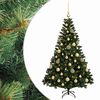 vidaXL Изкуствена коледна елха с топки 120 см 150 LED светодиода