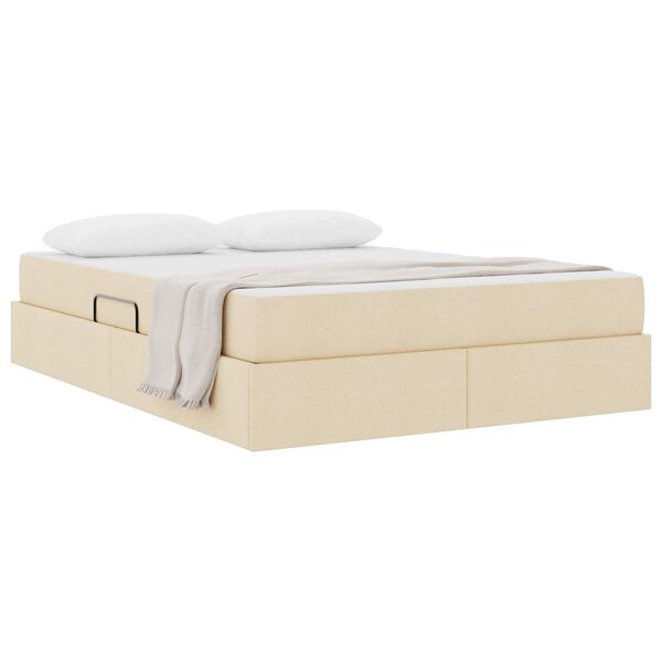 vidaXL Легло с място за съхранение и матрак с матрак Крем 140 x 200 cm
