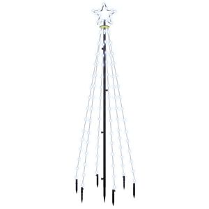 vidaXL Коледна елха с шип, студено бяло, 108 LED, 180 см