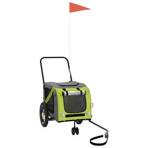 vidaXL Ремарке за колело за любимци зелено черно Оксфорд плат и желязо