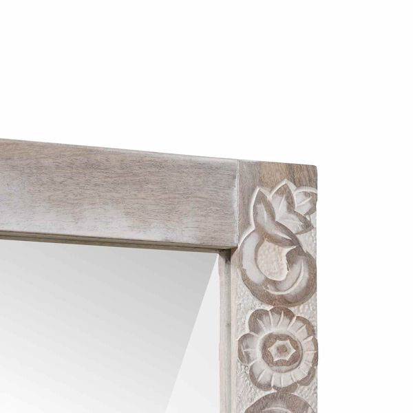 vidaXL Огледало за баня Бял 70 x 50 x 2,5 см Солидно мангово дърво