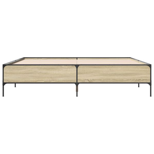 vidaXL Рамка за легло, дъб сонома, 200x200 см, инженерно дърво и метал
