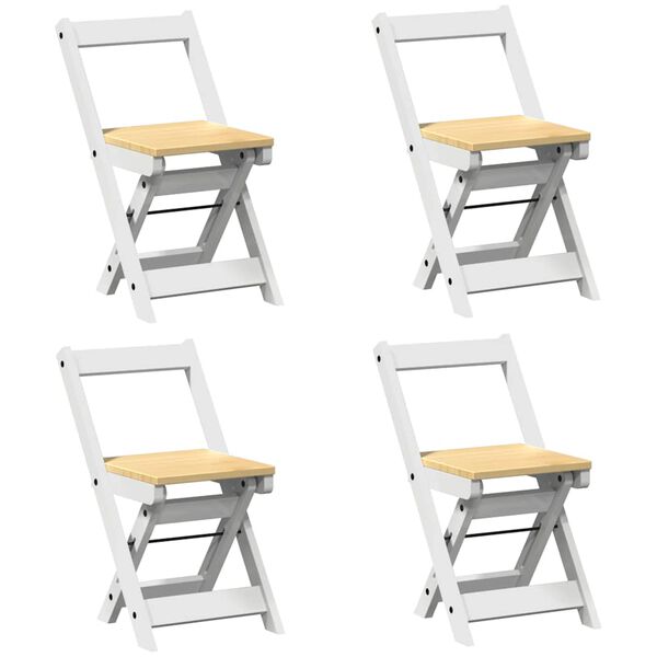 vidaXL Трапезни столове "Corona" сгъваеми 4 бр бели борово дърво масив