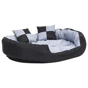 vidaXL Реверсивно и миещо се кучешко легло, сиво и черно, 110x80x23 см